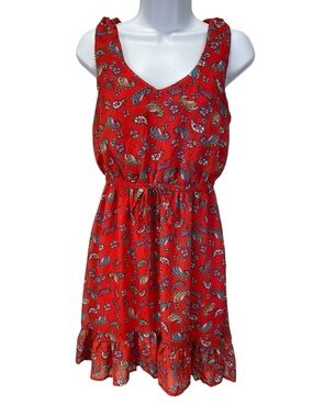 BeBop Sleeveless Paisley & Floral Dress with Ruffled Hem Size Medium